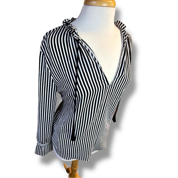 Ann Taylor Black and White Striped Blouse - Picture 2 of 4